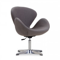 Manhattan Comfort AC038-GY Raspberry Grey and Polished Chrome Wool Blend Adjustable Swivel Chair